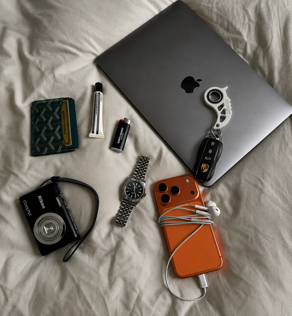 Zender KeyRambit White with everyday carry gear